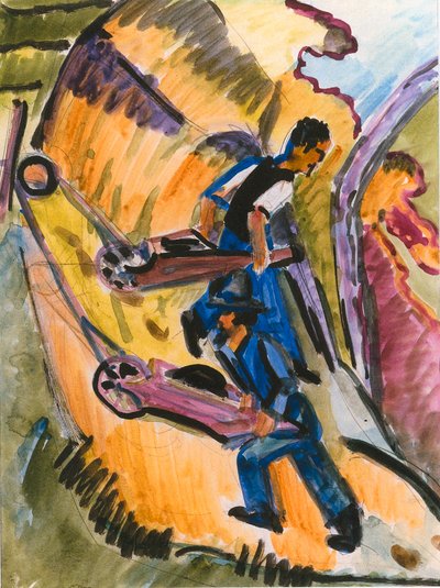 Men with Wheelbarrows by Ernst Ludwig Kirchner